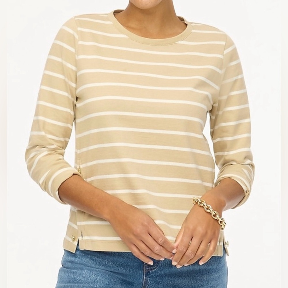 NWT J.CREW Striped Long-sleeve Side Button Top
